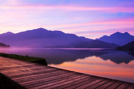 Sun Moon Lake at sunset.