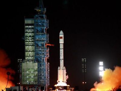 Tiangong-1 heads spaceward from the Jiuquan Satellite Launch Center on September 29.