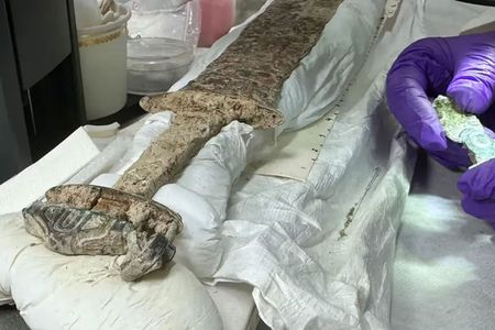 Experts are currently examining the sword in a lab.