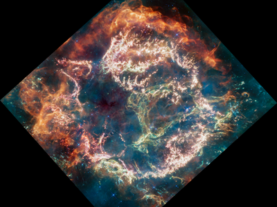 The supernova Cassiopeia A, as imaged by the James Webb Space Telescope&#39;s Mid-Infrared Instrument (MIRI)