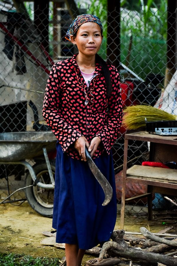 Hmong Woman Chopping Sugar Cane thumbnail