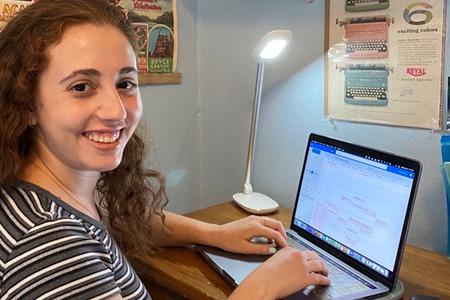 As a virtual intern with the National Museum of American History, Samara Angel, works on coordinating a meeting for her professional learning projects in Experience Design.