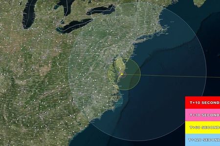 The potential viewing area for tonight’s 11:27 pm launch from Virginia