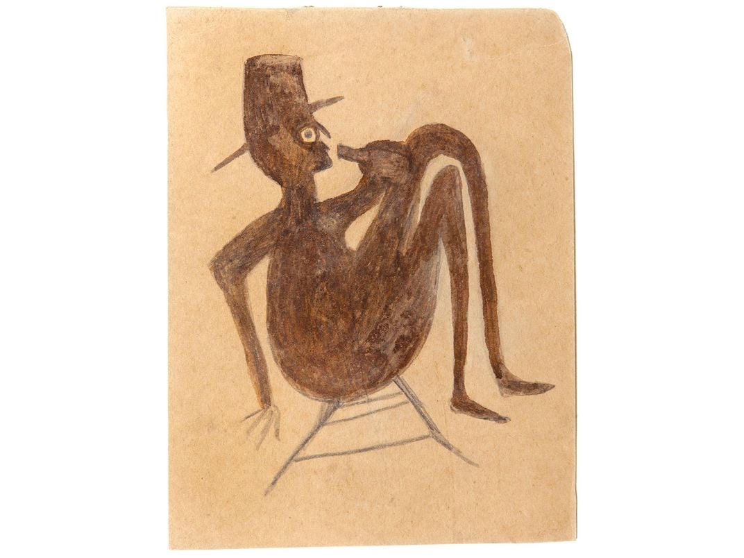 Bill Traylor, Untitled (Drinker in Chair), ca. 1939–42