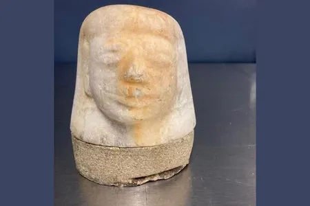 The 3,000-year-old Imsety sculpture is a lid to a canopic jar, which held organs during mummification.