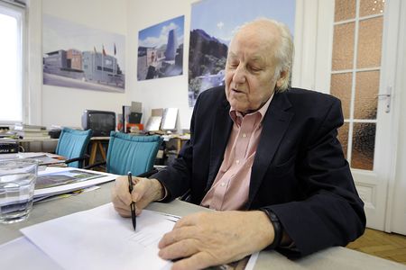 Hans Hollein at his office in Vienna, Austria, 20 March 2009.