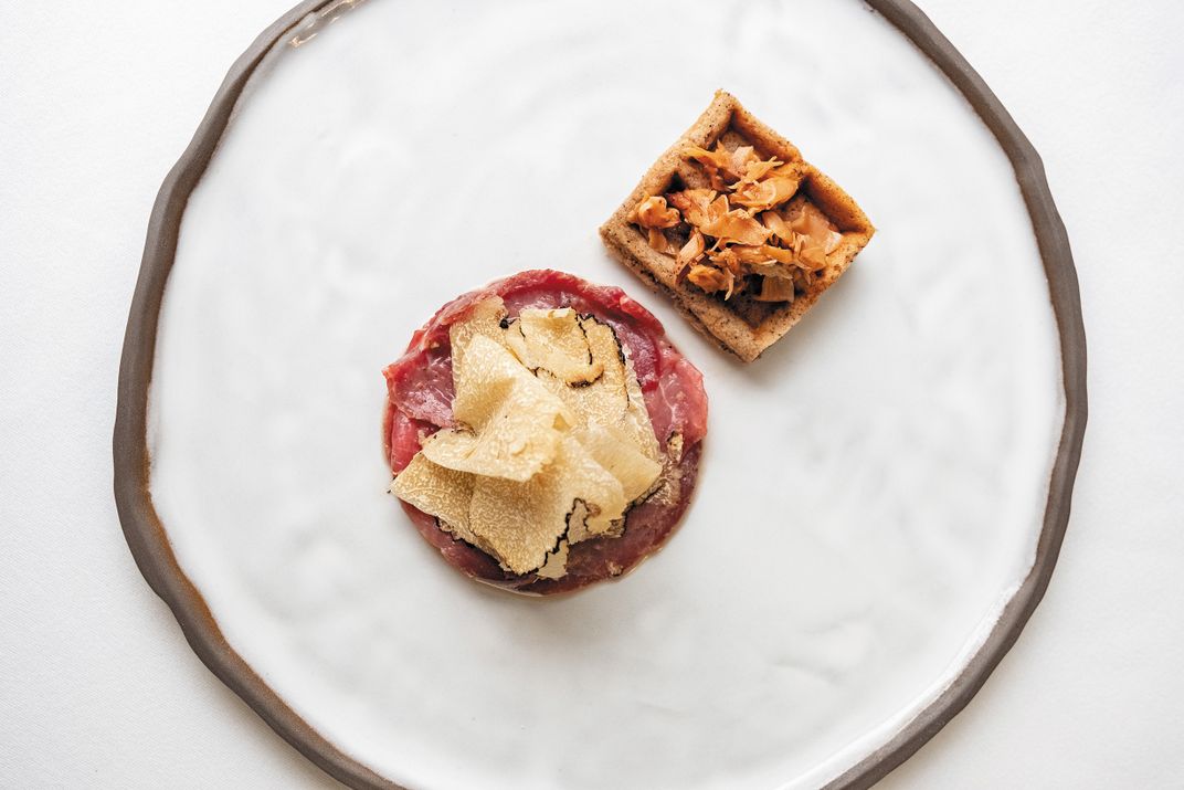 Matured beef tartare and truffles at JB Restavracija. The kitchen was the first in Slovenia to make the prestigious World’s 50 Best Restaurants list.