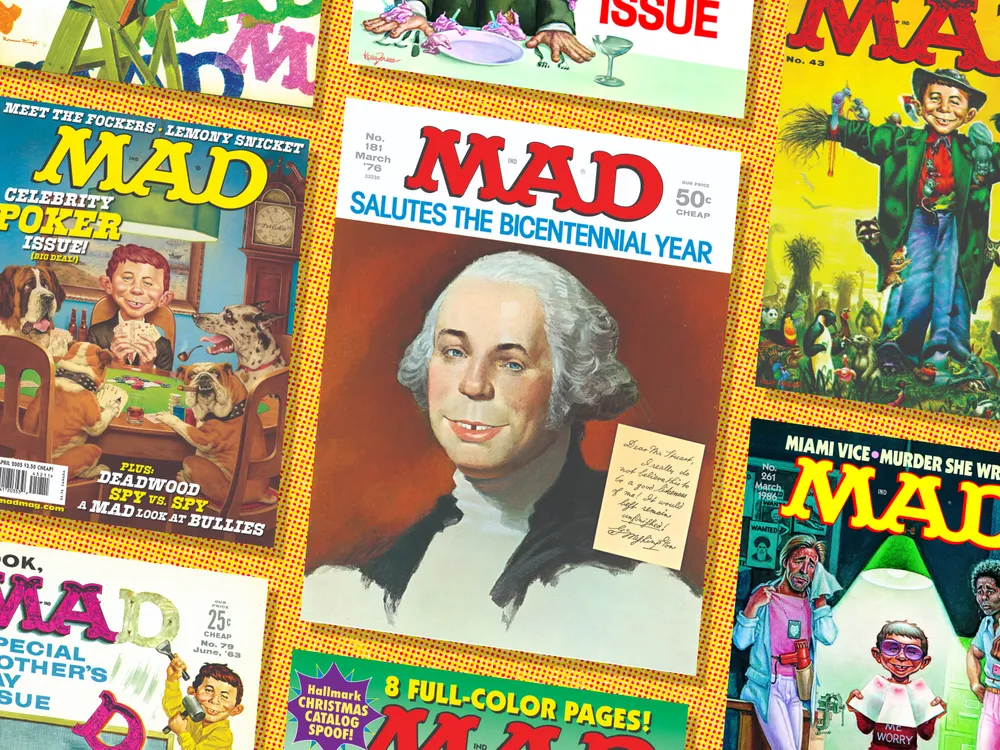 Collage of Mad magazine cover illustrations