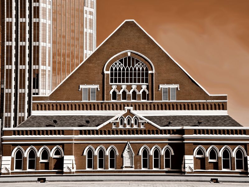 "Famous in Nashville" - A view of the Historic Ryman Auditorium amidst