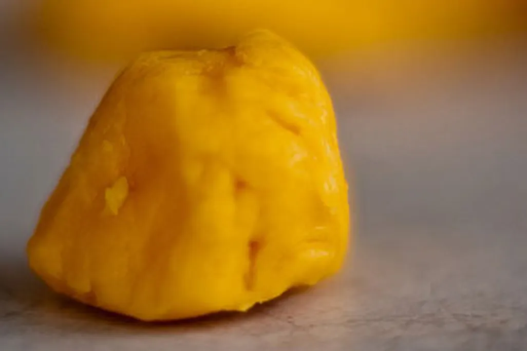 A colorful cheese curd