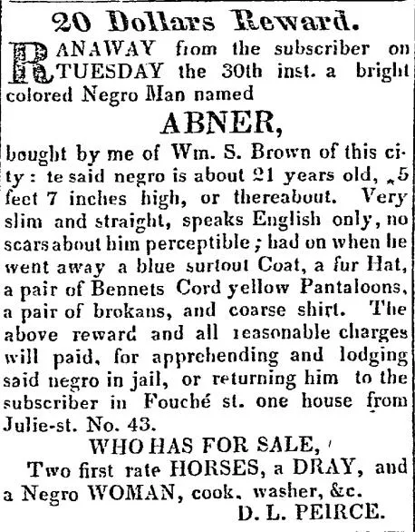 1805 newspaper w REWARD AD for return of a RUNAWAY SLAVE BOY from PHILADELPHIA 