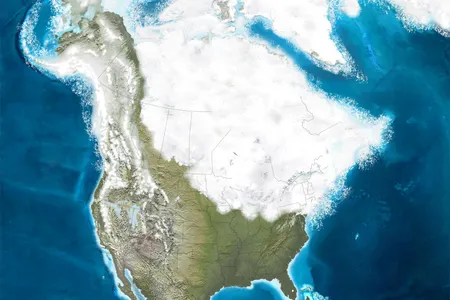 Glacier ice covers North America 126 thousand years ago.