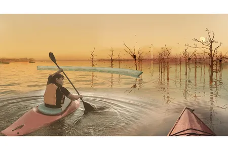 Kayak may be the best way to explore the climate change memorial of the future. 