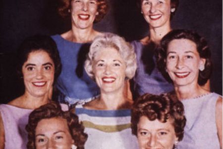 LIFE magazine cover, September 21, 1959. Top row, left to right: Jo Schirra, Louise Shepard. Middle row: Annie Glenn, Rene Carpenter, Marjorie Slayton. Bottom row: Trudy Cooper, Betty Grissom.