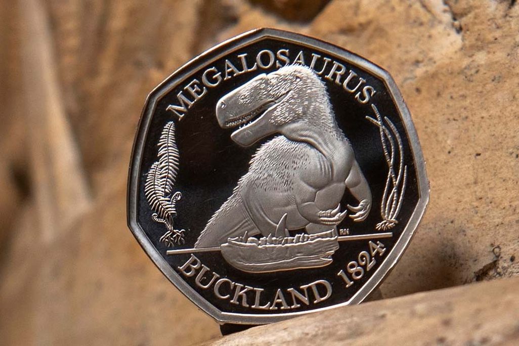 A Megalosaurus silver coin 
