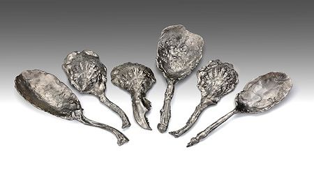 Jeffrey Clancy’s misshapen spoons convey an uneasiness characterizing much of the work at the Renwick’s “40 Under 40″ exhibit opening Friday. Collection of Curious Spoons, 2010.