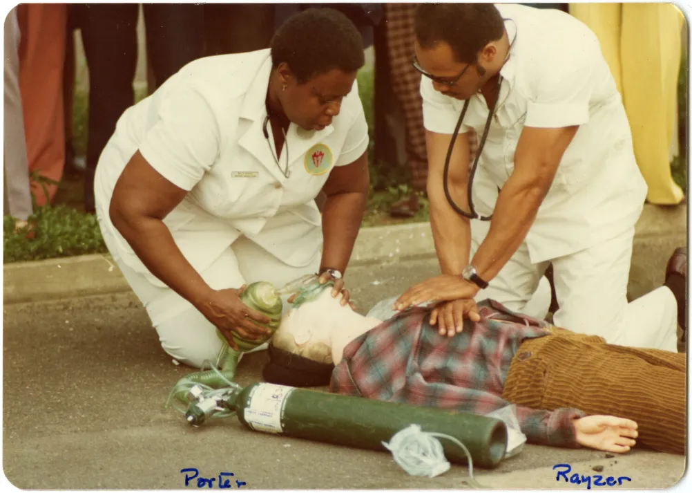Freedom House Ambulance Service training exercise, circa 1975
