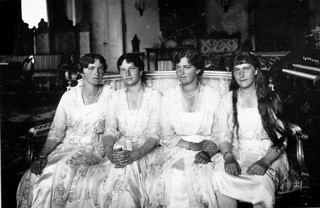 An official 1916 photo (left to right) of Olga, Tatiana, Maria and Anastasia