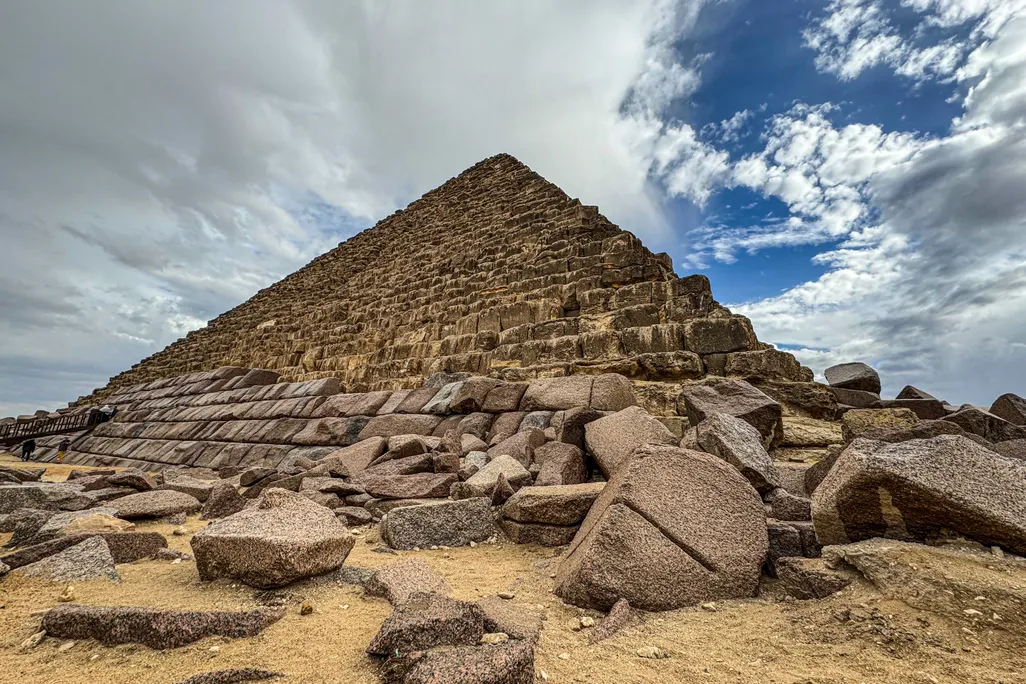 Pyramid with granite blocks at its base