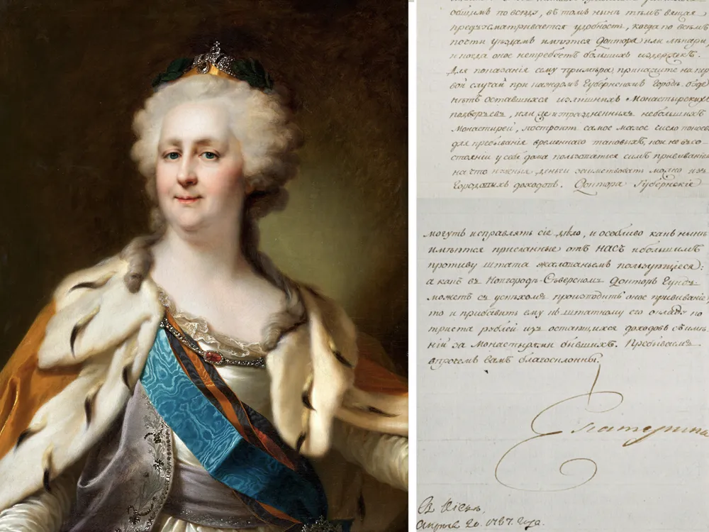 Catherine the Great portrait and letter