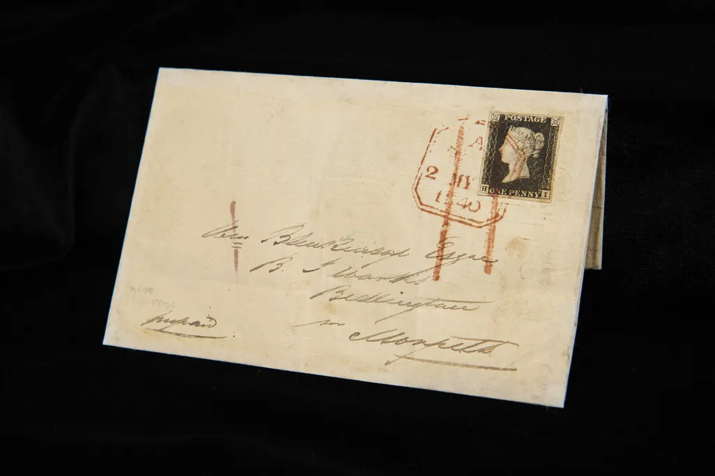 Old envelope with black stamp