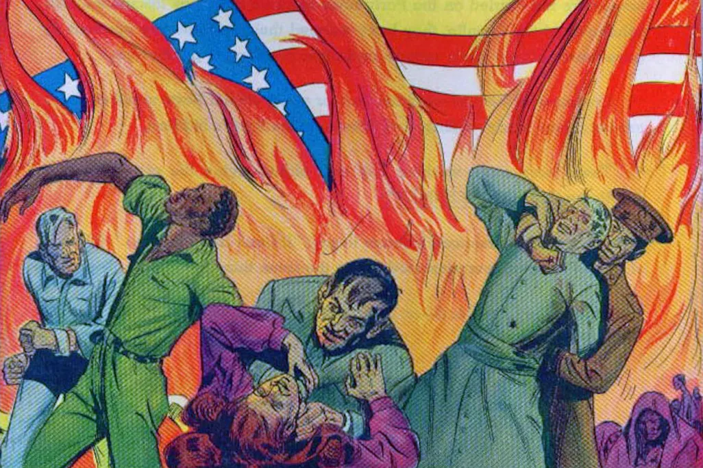Cover of a propaganda comic book
