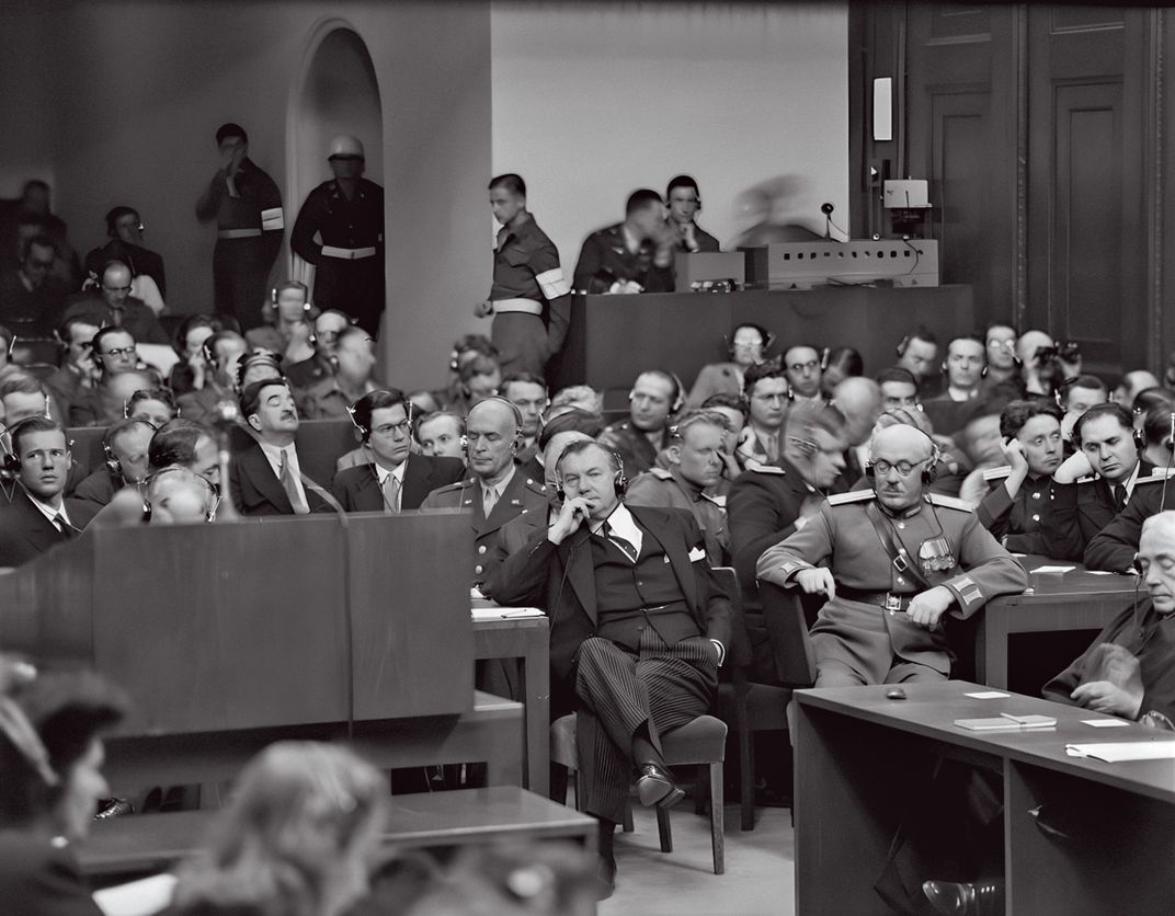 Jackson, center, with Colonel Yuri Pokrovsky, the Soviet deputy prosecutor