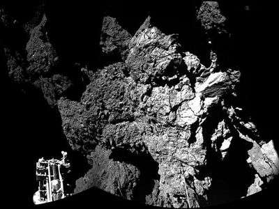 A composite image of the Philae lander on comet 67P.