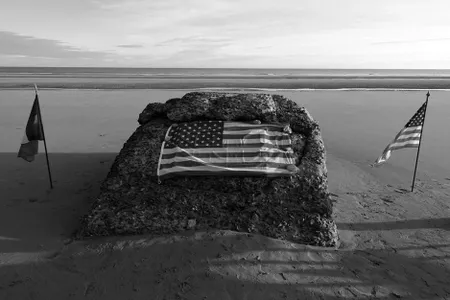 "Ray's Rock" on Omaha Beach, where medic Ray Lambert was part of the first wave during D-Day