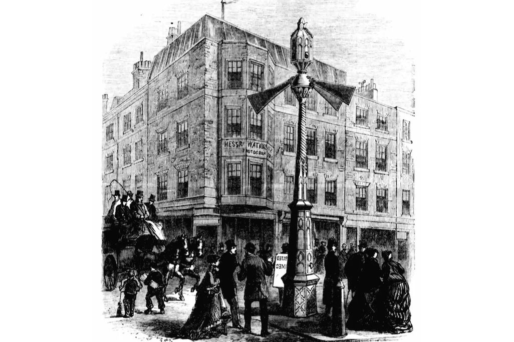 An illustration of the Westminster semaphore from the January 16, 1869, issue of the Illustrated Times