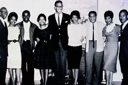 The Tougaloo Nine, from left: Joseph Jackson Jr., Geraldine Edwards, James Bradford, Evelyn Pierce, Albert Lassiter, Ethel Sawyer, Meredith Anding Jr., Janice Jackson and Alfred Cook