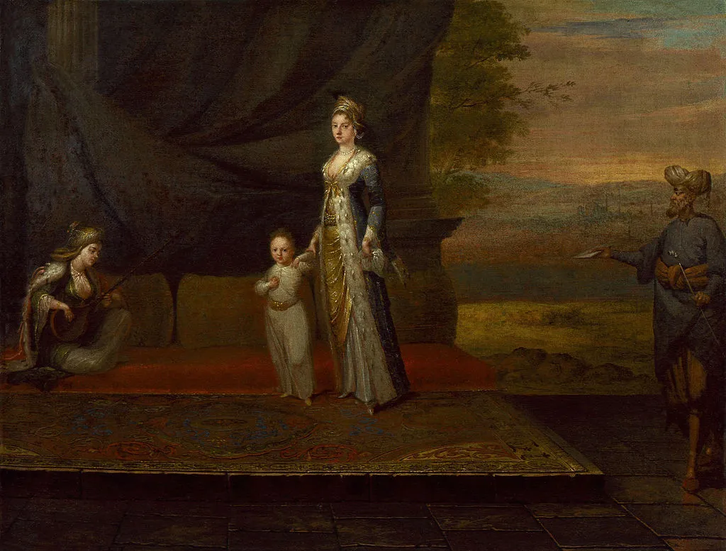 Portait of Lady Mary Wortley Montagu, her son Edward and their attendants by artist Jean Baptiste Vanmour