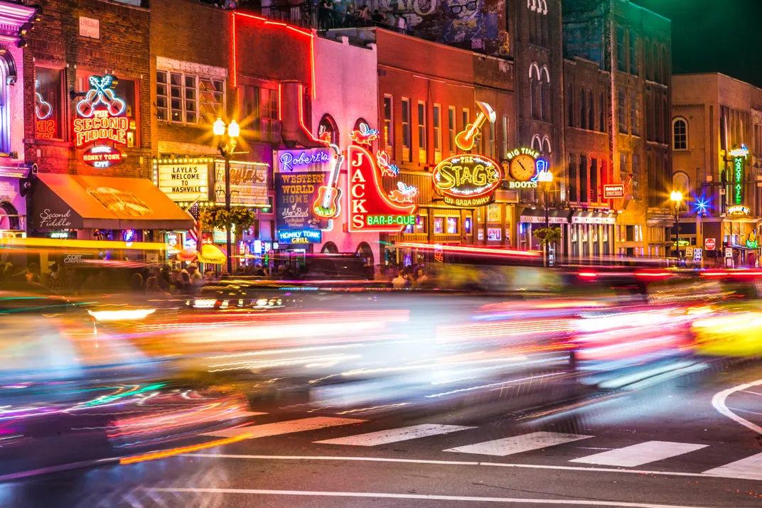 Downtown Nashville at night