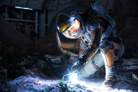 As part of his survival plan, Watney uses vacuum-packed potatoes to start his own farm on Mars.