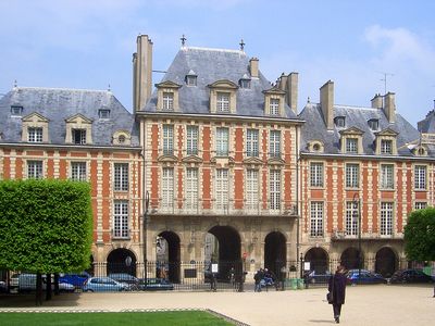 Place des Vosges in Paris. The location of Victor Hugo's apartment for 16 years.