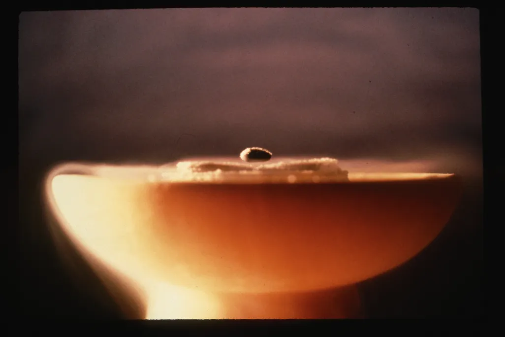 A magnet levitating over a low-temperature superconductor