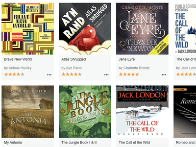 A selection of classic books available on Audible Stories