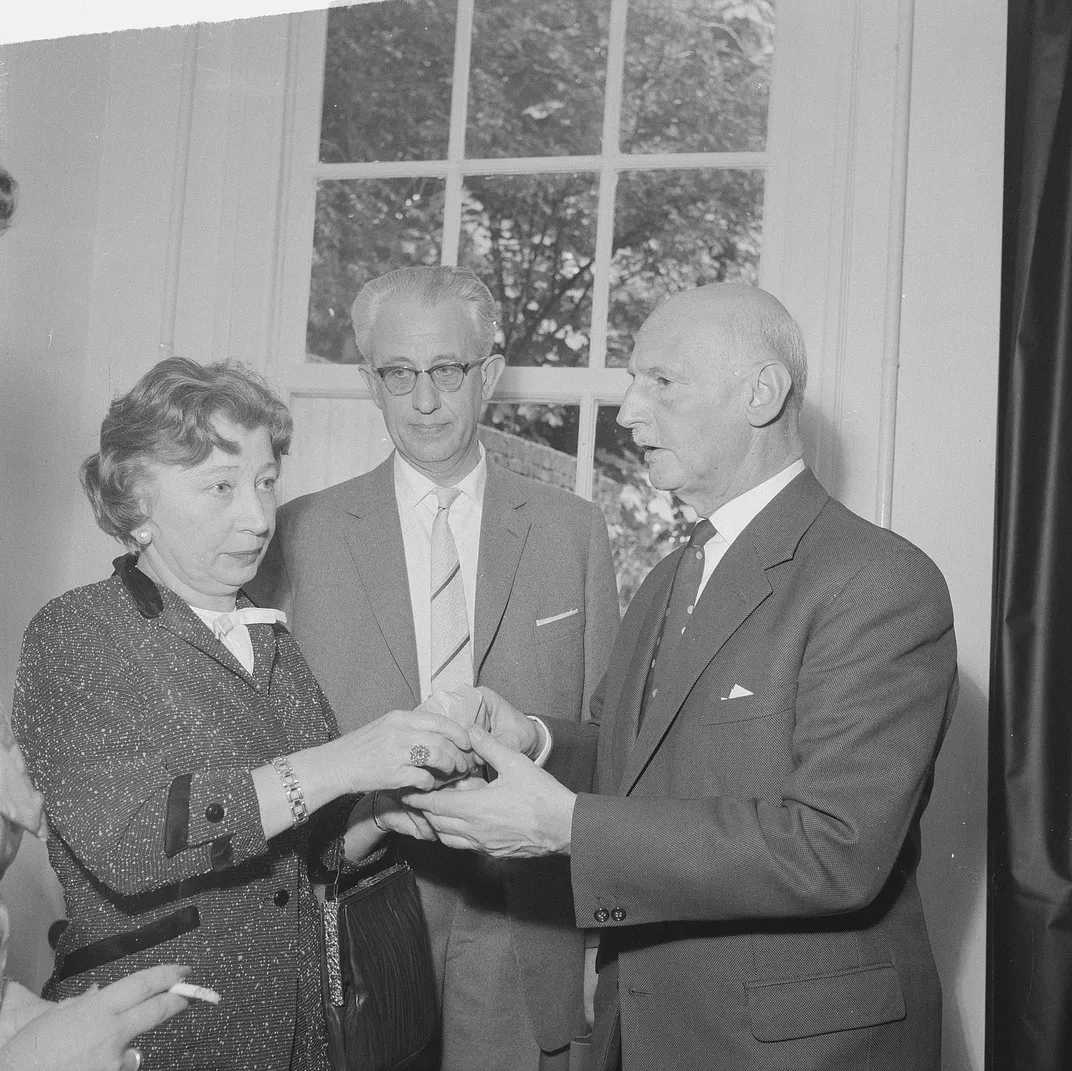L to R: Miep Gies, Jan Gies and Otto Frank in 1961