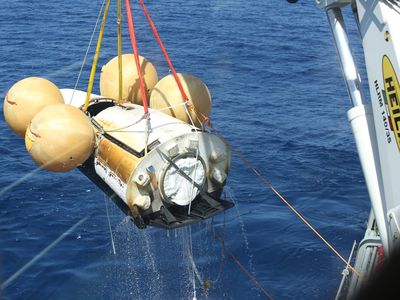 Recovery of ESA’s Intermediate eXperimental Vehicle in the Pacific Ocean just west of the Galapagos islands.