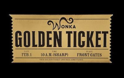 A golden ticket from the 2005 film, “Charlie and the Chocolate Factory,” is part of the donation of 30 objects from Warner Bros.