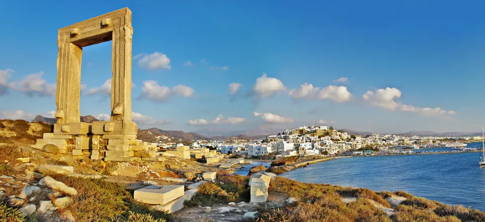 The Portara and Old Town in the distance, Naxos 
