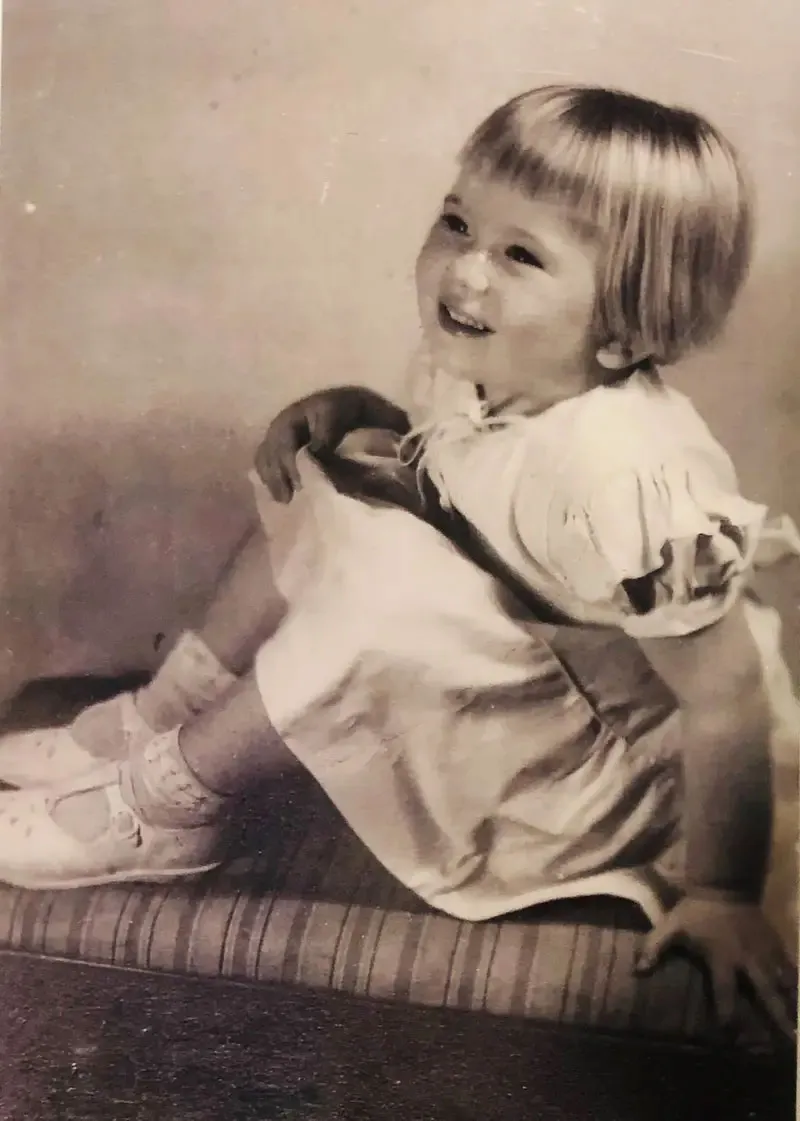 Sue Nell Dycus (now Sallie Brandon) on the day of her adoption