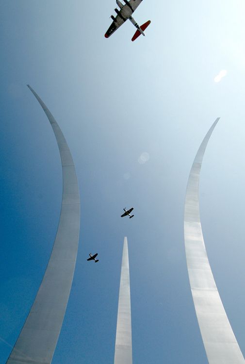 A Heritage Flight over the Air Force Memorial remembers the fallen.