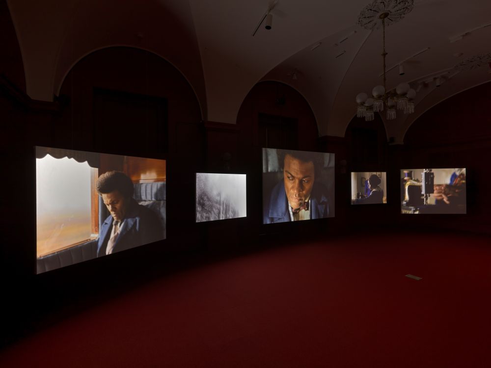 Five screen video installation