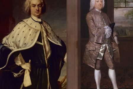 Multi-generational fighting over borders between the Calvert family that founded the colony of Maryland (pictured: Charles Calvert, 5th Baron Baltimore) and the Penn family  that founded Pennsylvania (pictured: Thomas Penn, proprietor of Pennsylvania) led to the creation of the Mason-Dixon line.