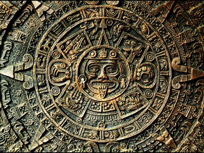 An Aztec calendar sun stone