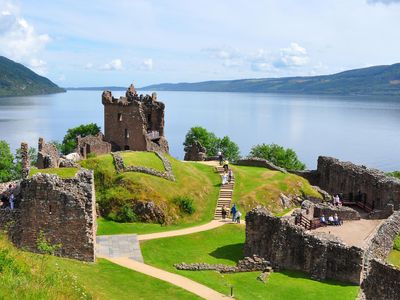 Urquhart Castle, which sits beside Loch Ness in the Highlands of Scotland