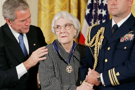 Harper Lee in 2007, accepting the Presidential Medal of Freedom