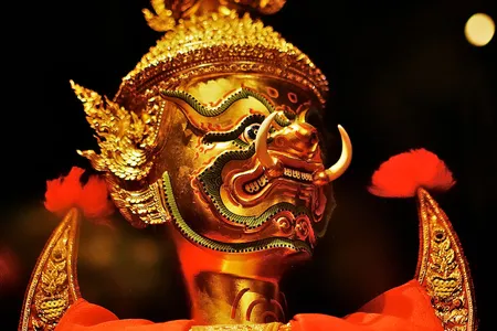 A centuries-old hun luang puppet is seen in a Thailand museum. Artisans there have recently revived the style of theater using them.