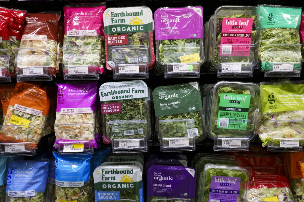 salad aisle at the grocery store